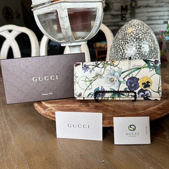 Gucci Floral leather long wallet - Picture 1 of 15